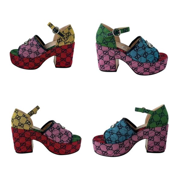 Gucci Monogram Multicolor Chunky Heels - Picture 4 of 7